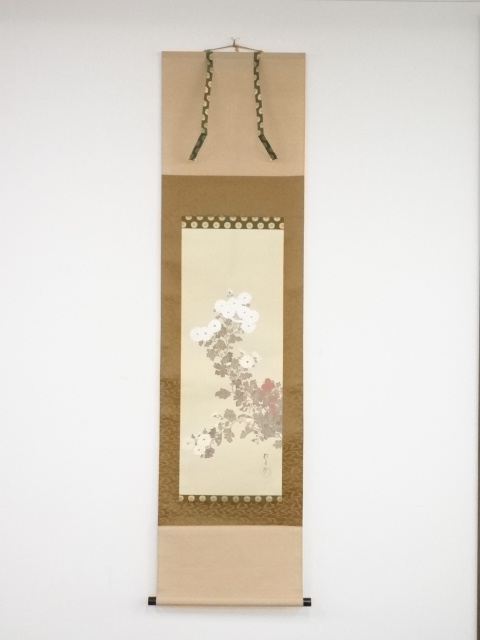 JAPANESE HANGING SCROLL / PRINTED / CHRYSANTHEMUM BY HOITSU SAKAI